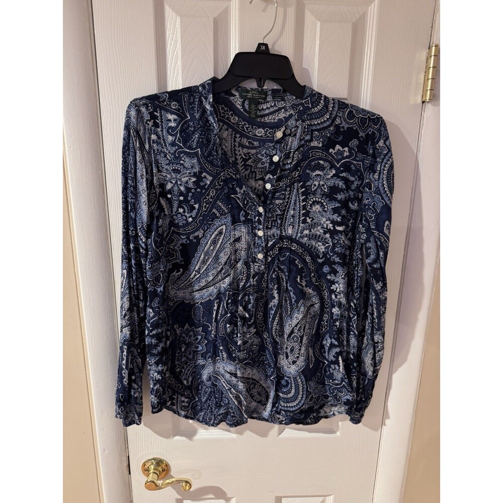LRL Ralph Lauren Jeans Co Womens Shirt Size Large Paisley Career Classic Modern - Picture 6 of 9